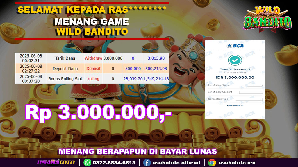 Bukti jp kemenangan slot game wild bounty 08 juni 25